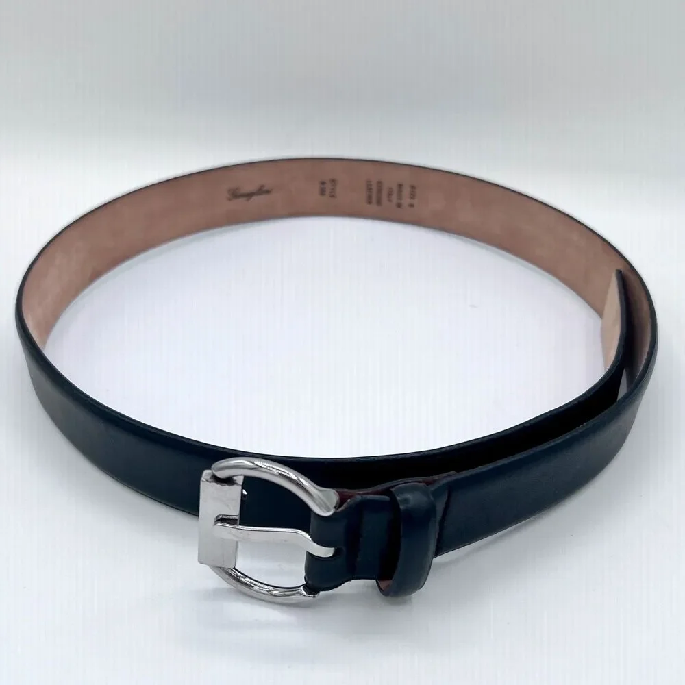 Garuglieri Black Leather Belt 1.25